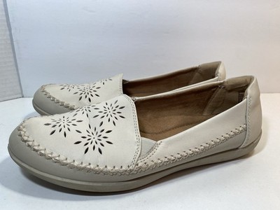 Earth Origins Freya Wide Sand Off White Neutral Leather Women s Size 8.5