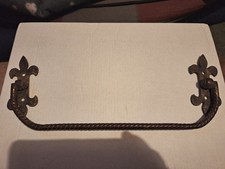 Maniglia antica francese ottone orizzontale per porta grande 38x14 cm Provenza rustica