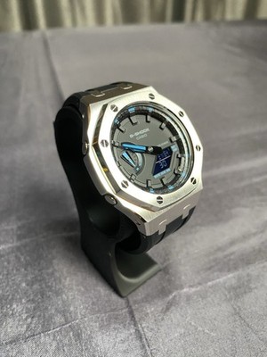 CasiOak ''SILVER in Black / Blue'' - Casio G-SHOCK GA2100 Mod Herrenuhr
