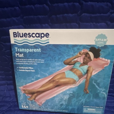 Bluescape Transparent Mat Inflatable Pool Float 5ft 6in Pink Pillow Repair Patch