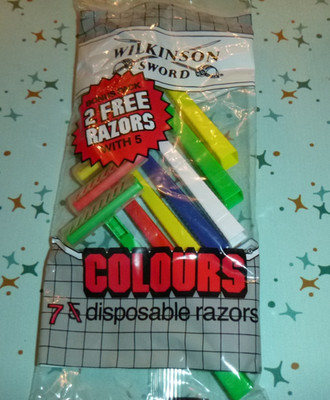 NOS Vtg 90s Wilkinson Sword Colours Razors   7 Ct Bonus Pack   Sealed