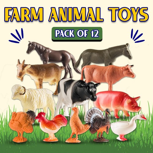 Farm Animal Toys - Pack of 12 - Plastic Farm Animals for Kids, Realistic 3-5 ... - Picture 2 of 7