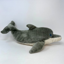 SeaWorld Dolphin Plush Stuffed Animal Gray White Ocean Sea Creature Cute 18"