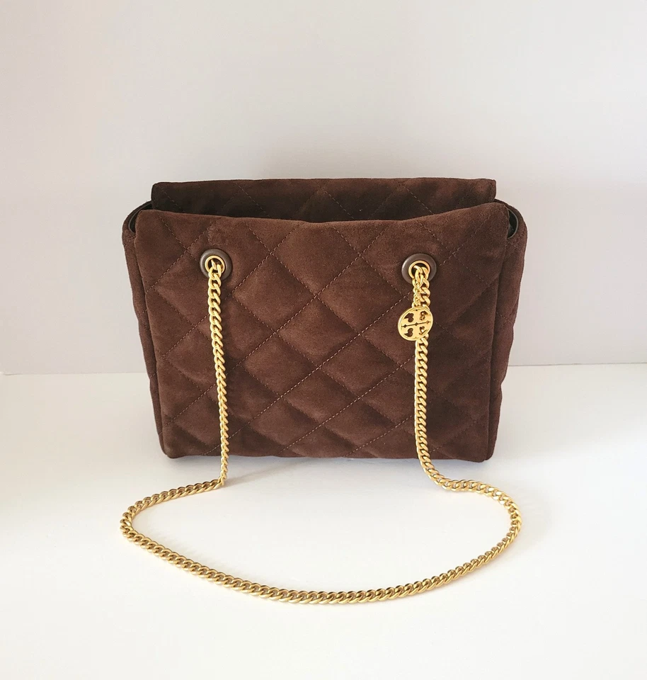 Tory Burch Willa Willa Suede Small Zip Top Tote Dark Cocoa 170068 Shoulder Bag - image 2 of 4