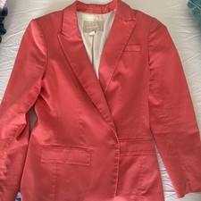 Banana Republic Women  s Red Satin Single-Breasted One-Button Blazer 4