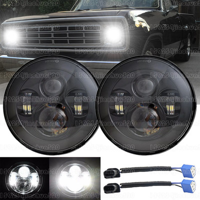 For Dodge D100 D200 D300 Pickup 7inch Round LED Headlights Hi/Lo Sealed Beam 2x
