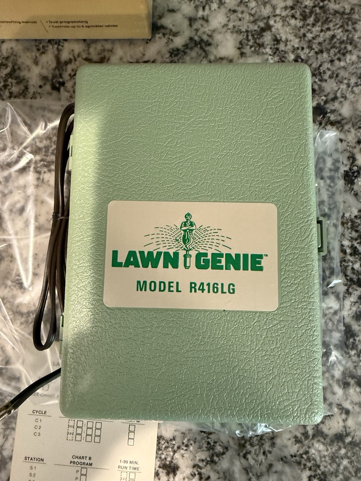 LAWN GENIE Model 416LCD-LG Electronic Sprinkler Timer- 6 Zone Control - NEW