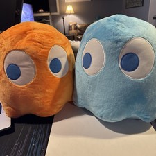 Pac-Man Orange Blue Ghost Rare Giant 15" HUGE Plush Namco Bandai Licensed