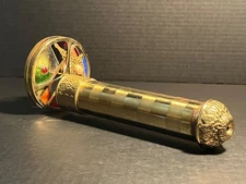 Vintage Gatco Brass Kaledoscope w 2 WHEELS  Faux Jewelry, Glass, Brass 12 Inch