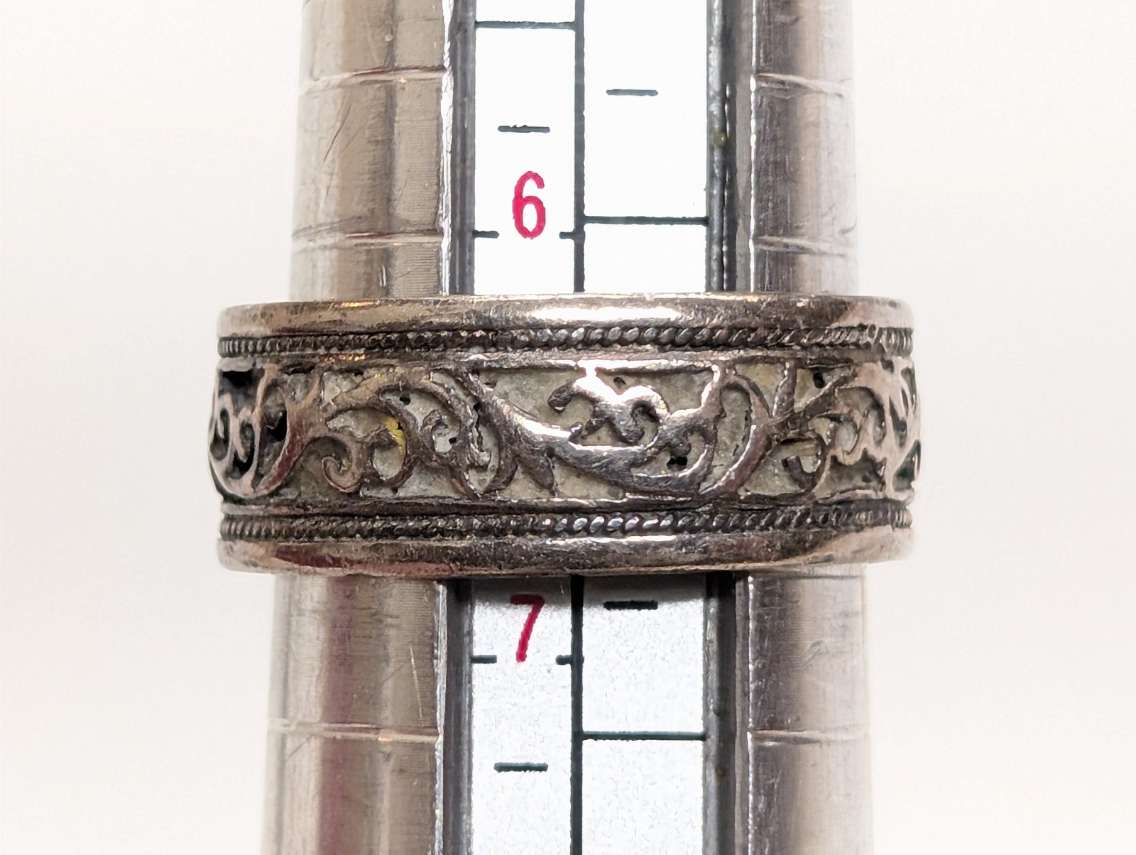 VINTAGE STERLING SILVER SCROLL PATTERN RING HALLM… - image 10