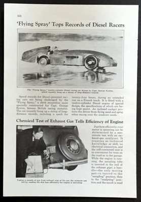 Capt. George Eyston 'Flying Spray' 1936 article diesel engine World Speed Record