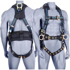 Full-Body Safety Harness with Vented Padded Shoulder Back Legs Tongue Buckle D-R