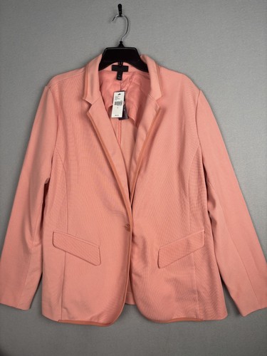 Lane Bryant Blazer Womens 20 Pink Peach Stretch Single Button Exclusive Jacket - 第 1/18 張圖片