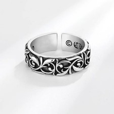 Vintage Vine Ring Silver Adjustable Open Gothic Punk Unisex Jewellery UK