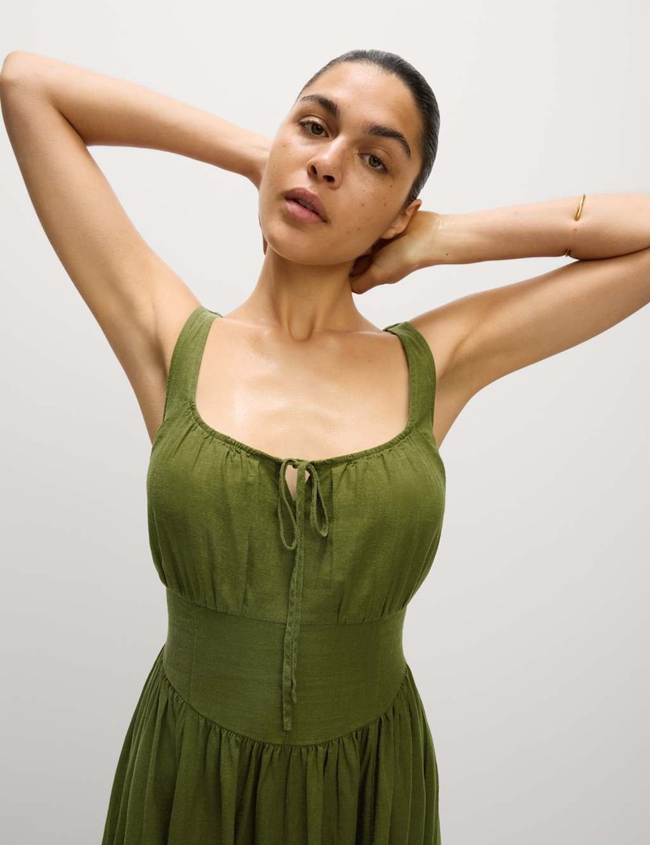 Marks & Spencer Womens Linen Swing Midi Dress in Green - M&S | eBay UK Marks & Spencer Womens Linen Swing Midi Dress in Green - M&S | eBay UK
