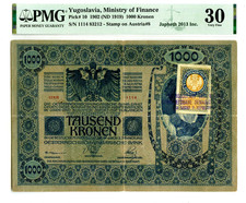 YUGOSLAVIA 1912 (ND 1919) 100 KRONEN MINISTRY OF FINANCE PICK#9 VF 25 $15,000