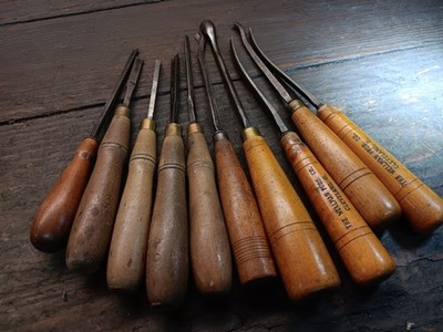 Antique Buck Bros Brothers 10 Piece Set Gouges Chisels Wood Carving Various Size