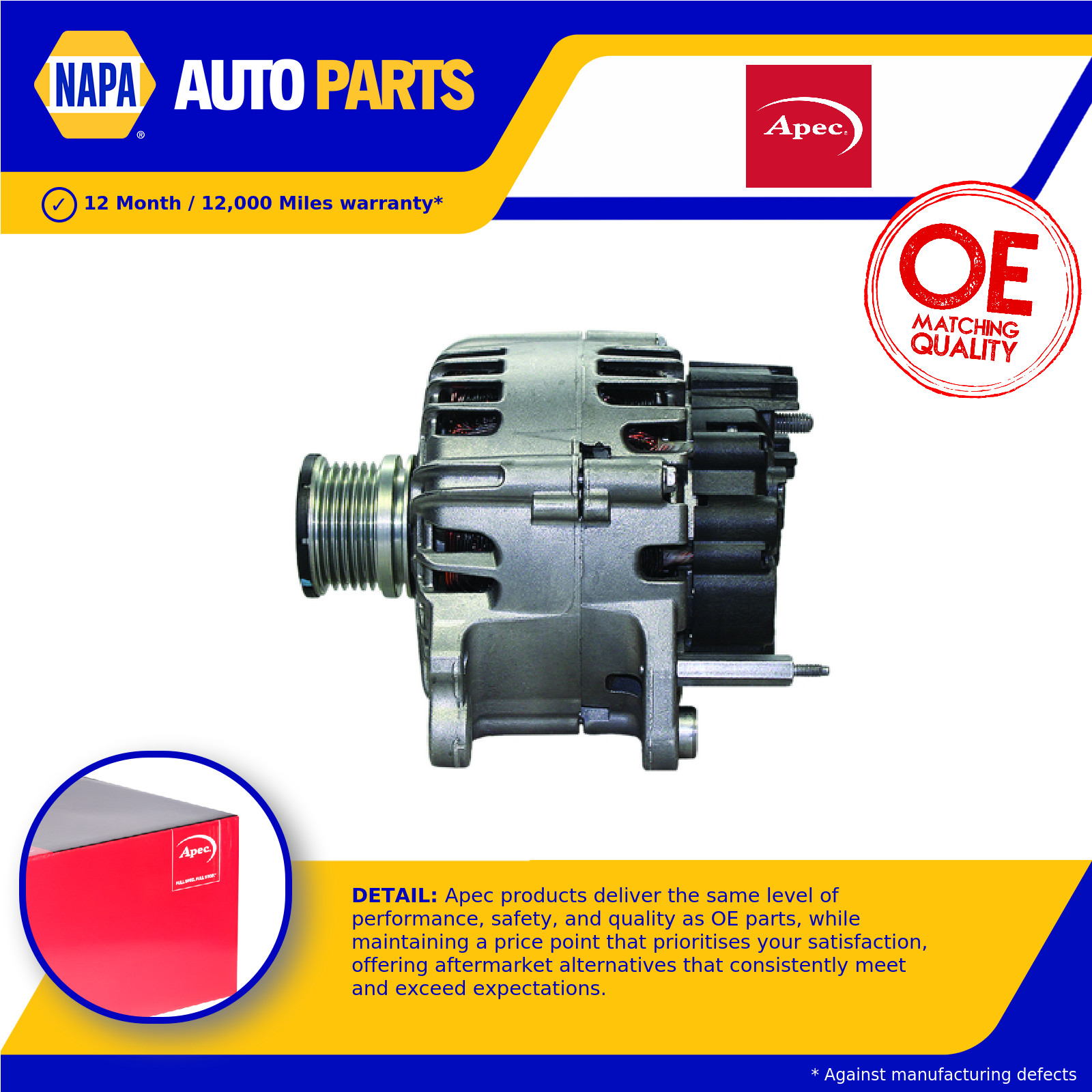 Alternator AAL1950 Apec 03L903023J 03L903023JX Genuine Top Quality Guaranteed