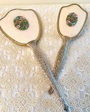 Vintage Ornate Gold Tone Vanity Set, Mirror and Hairbrush