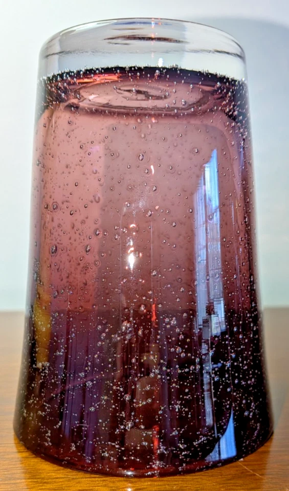 Vaso de vidrio soplado a mano púrpura ciruela pinky vidrio burbuja Artland 12 OZ Foto 3 de 4