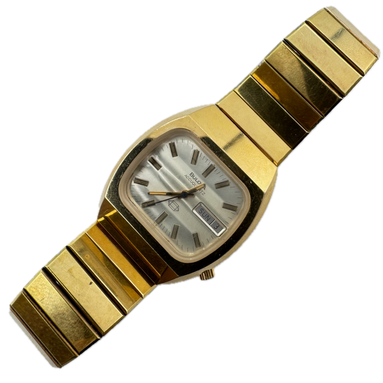 Vintage 36mm Bulova Accuquartz Gem Men's Gold Tone Tuning Fork Watch 218