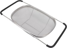Over The Sink Stainless Steel Oval Fine Mesh Colander Strainer Expandable Handle