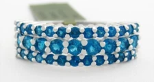 GENUINE BLUE ZIRCON RING .925 STERLING SILVER - New With Tag - FREE RESIZING