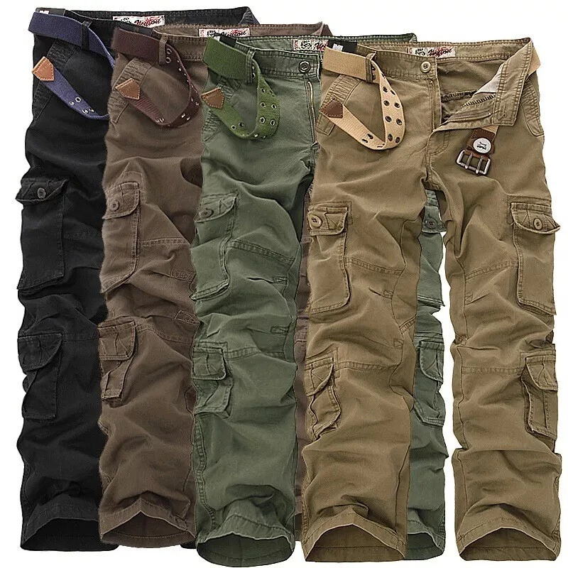 Men's Military Cargo Pants Tactical Work Trousers Multi-Pocket UK Sizes