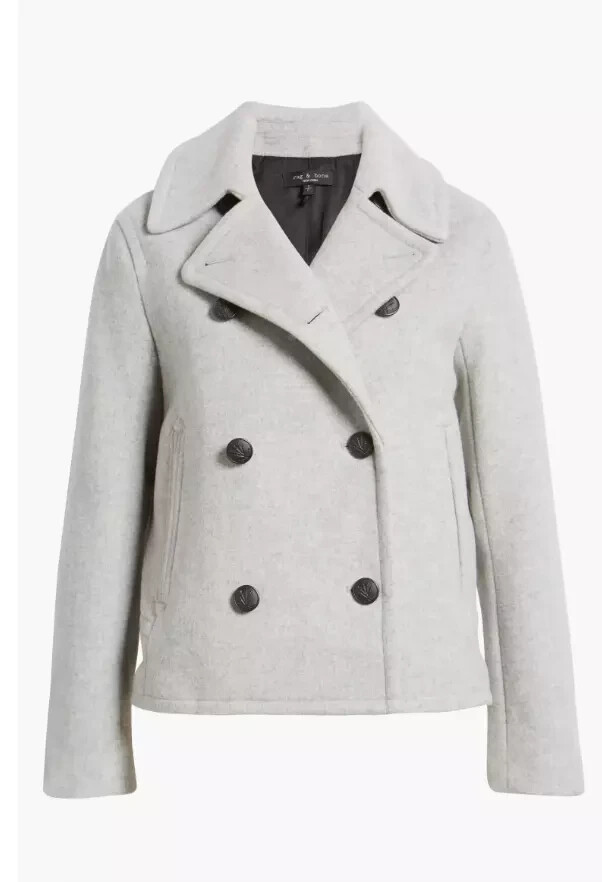 New $480 rag bone Alfie Women's Virgin Wool Blend Peacoat Gray