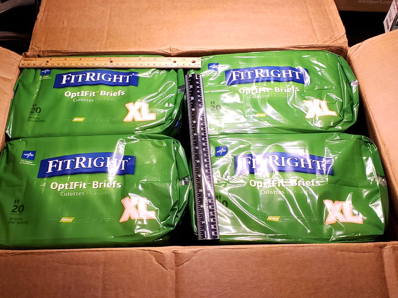 80 FitRight OptiFit Extra Adult Briefs w/ Tabs, XL 56"-64" 4 Packs of 20 (80ct)