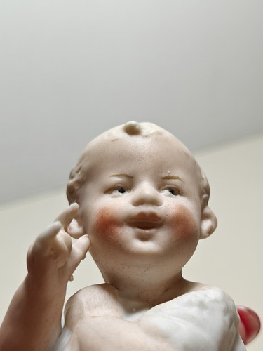 Antique German Gerbruder Heubach Bisque Porcelain Piano Baby Figurine 5 Inches - Picture 11 of 14