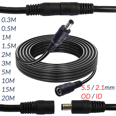 DC Power Supply Extension Cable 12V for CCTV Camera/DVR/PSU Lead 3m/5m/10/15/20m