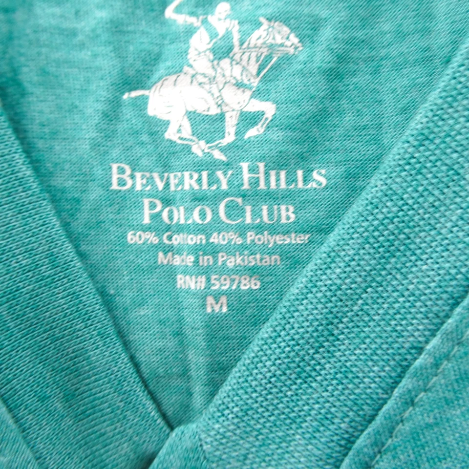 Beverly Hills Polo Club Sweater Medium Mens Green Vneck Short Sleeve Preppy Top - Image 4 of 4