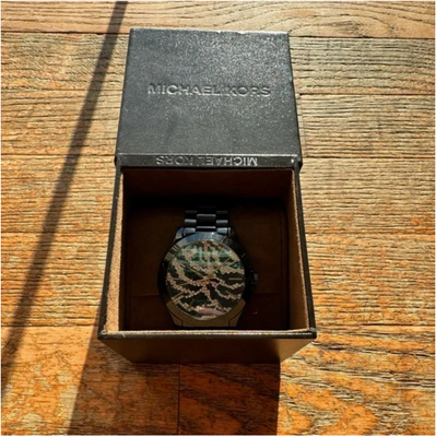 MICHAEL KORS Runway Black & Gold Zebra Watch Michael Kors Zebra Pattern Stainless Steel Slim Runway  main image 2