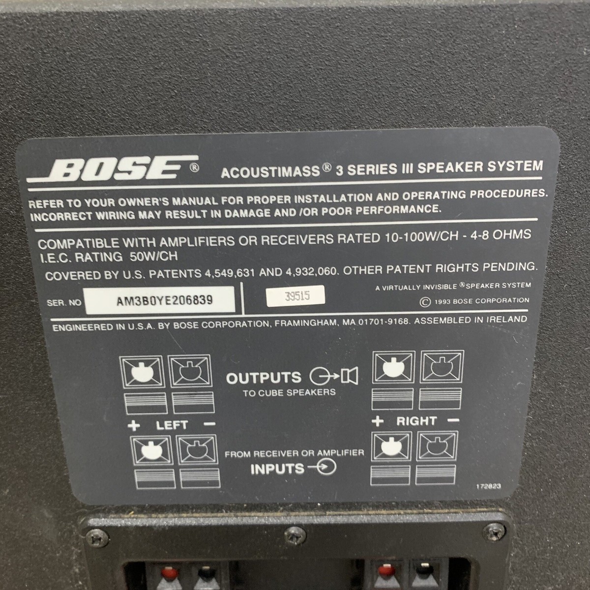 BOSE Acoustimass 3 Series II Passive Subwoofer Only Bass Speaker