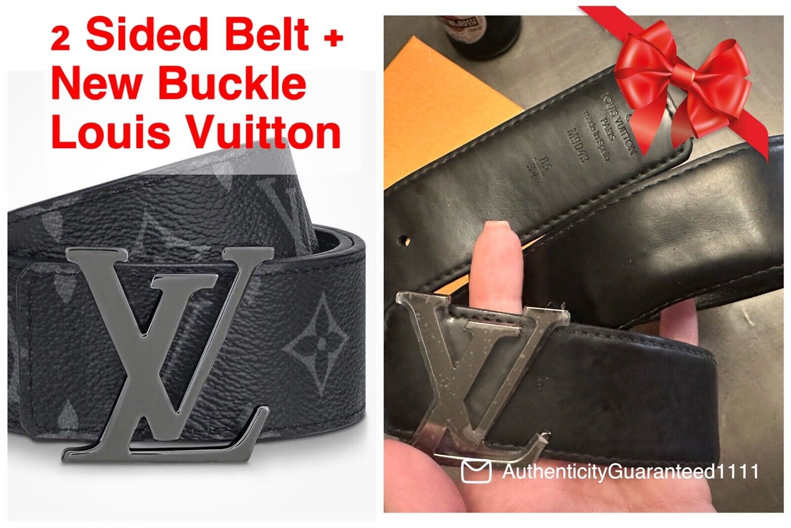 Louis Vuitton LV Initials 40MM Reversible Monogram Eclipse Belt Buckle 40  M9043