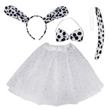 Dalmatian Costume Set Dog Ears Headband Bowtie Tail Tutu for Kids Girls Boys ...