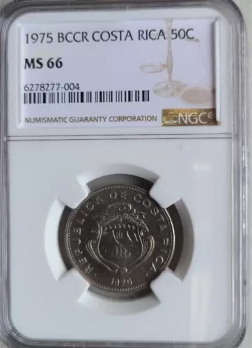 Costa Rica 50 Centimos 1975 BCCR NGC MS 66