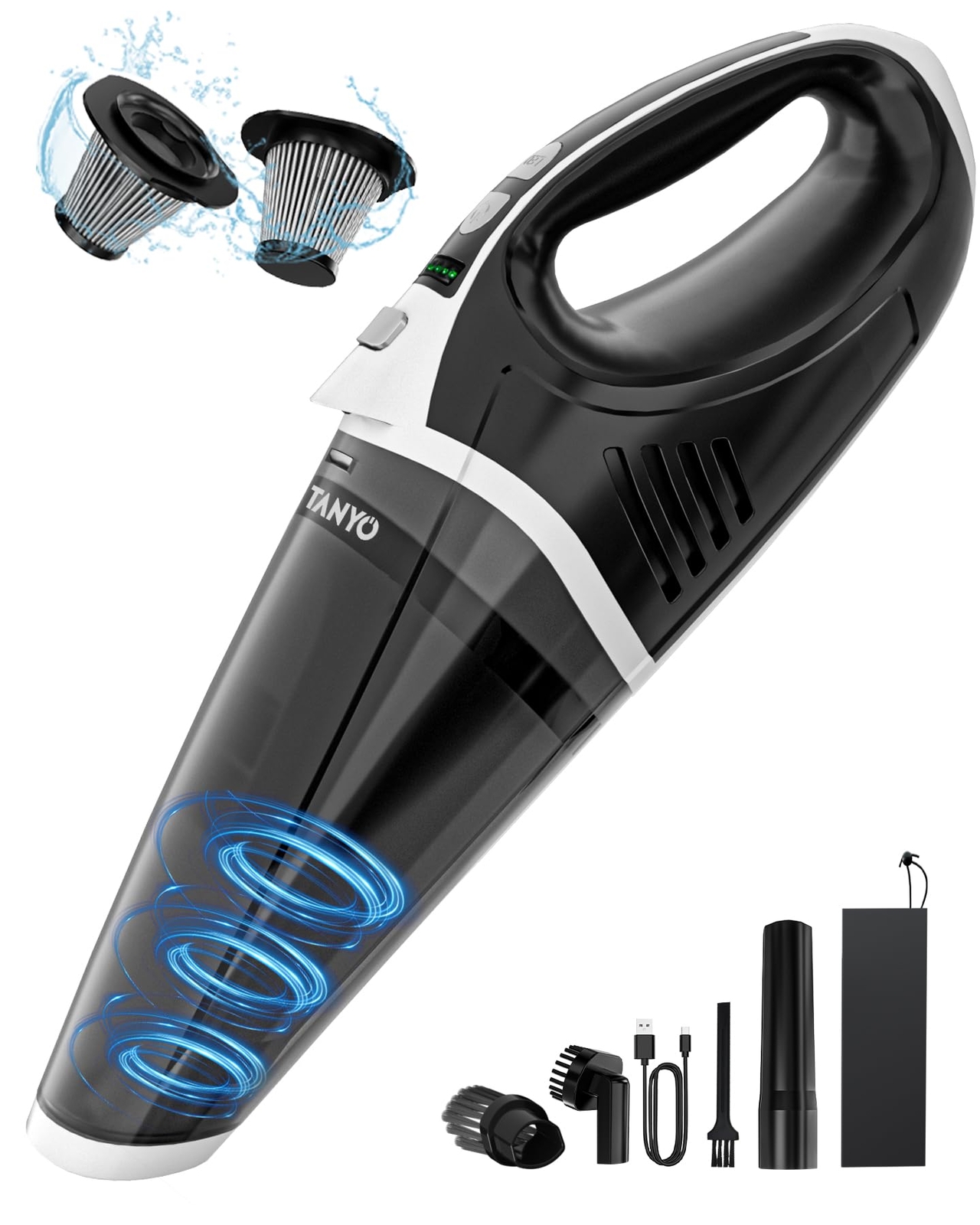 Handheld Vacuum Cordless Rechargeable, Car Vacuum Cleaner Portable 15KPA Stro...-image