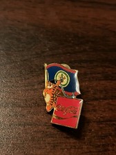 Vintage 1988 Seoul Olympics Coca Cola Hodori Tiger Belize Flag Lapel Pin
