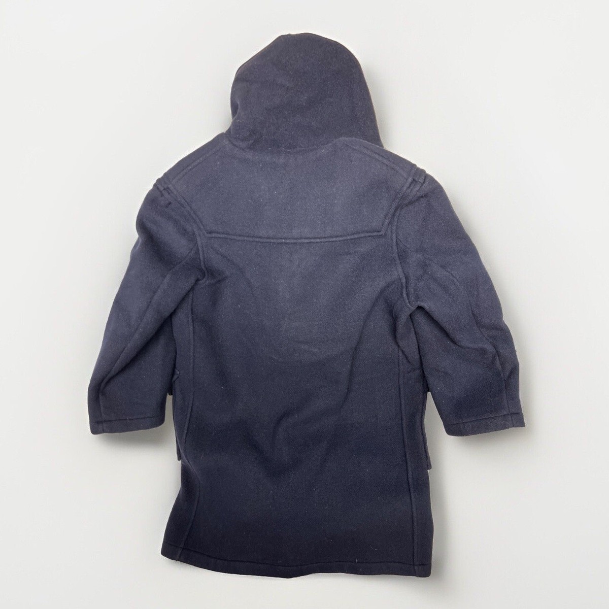 GLOVERALL Mens Wool Hooded Duffle Coat Navy Blue Mens Size S/M