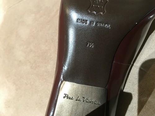 Pour La Victoire Women's 7.5 Maroon Brown Leather Pumps Shoes w/ Square Toe - Picture 10 of 11