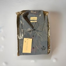 Lucky Brand 4 Way Stretch Shirt Mens DARK NAVY GRND TEAL CHECK SAIZ. M 15.15/12