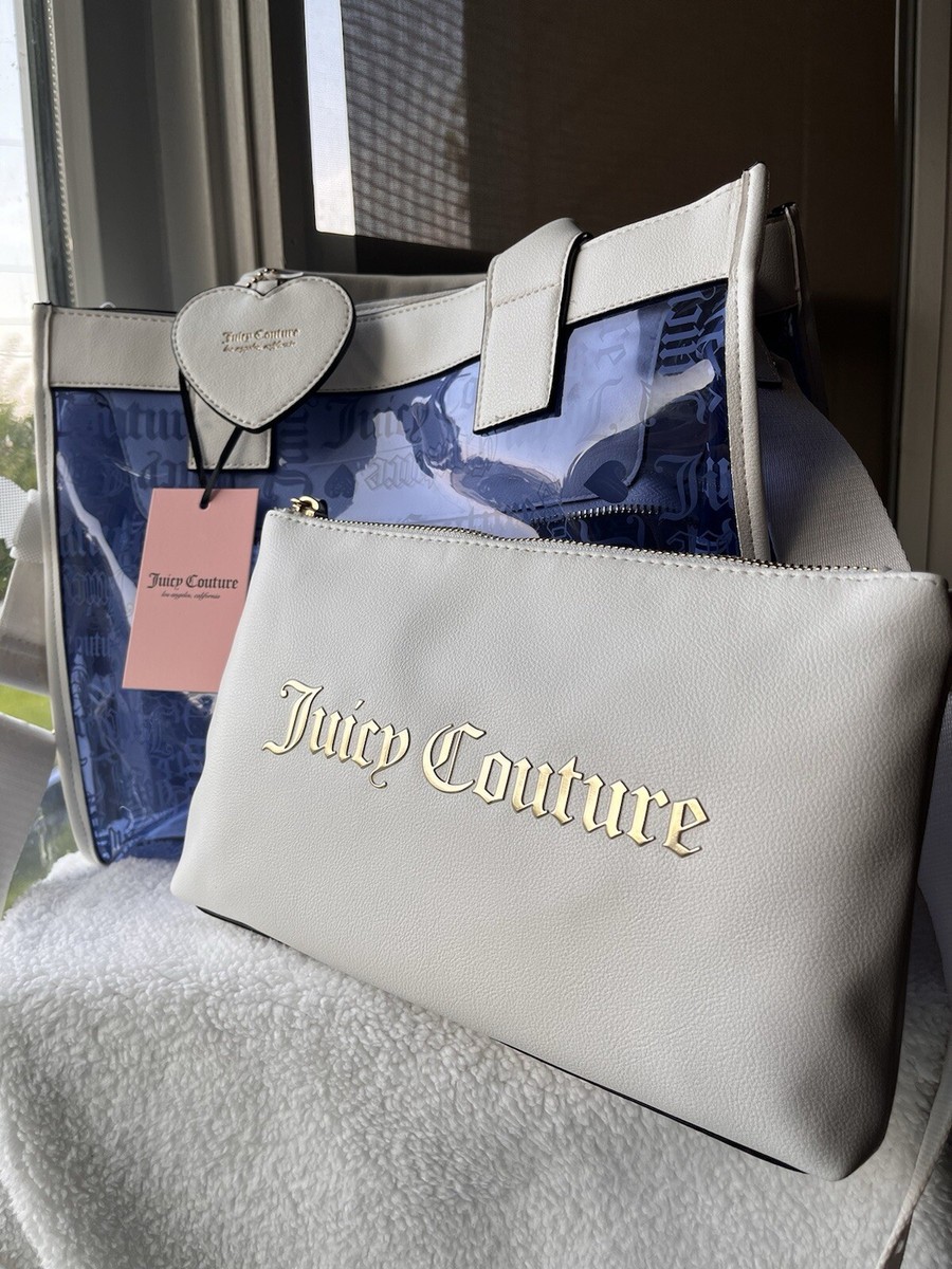 juicy couture トートバッグ Juicy Couture Beachin Tote Large Heart Dazzling Blue/White
