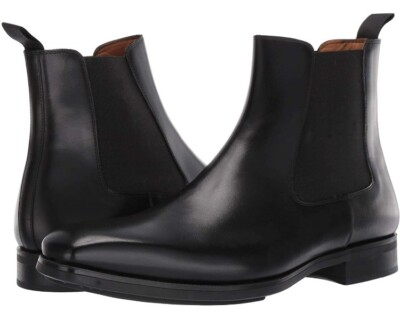 New Magnanni Black Smooth Leather Riley Diversa Chelsea Boots Mens Sz EU 39 US 7
