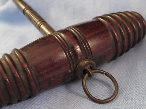 VICTORIAN ANTIQUE FRUIT WOOD STEEL ENGLISH CORKSCREW BRUSH WINE BOTTLE c1840s - Picture 12 of 15