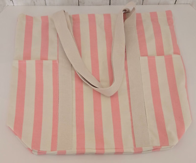 2025 Target Bullseye Pink & White Striped Large Pocket Tote Shoulder Bag NEW