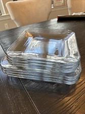 Set of 8 Square Glass Dishes - (4) 8.5” Salad Dish & (4) 10” Dinner Plates