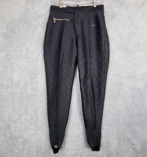 Vtg Bogner Womens Ski Pants Sz 31x30 Black Brocade High Waist Stirrup Wool Blend