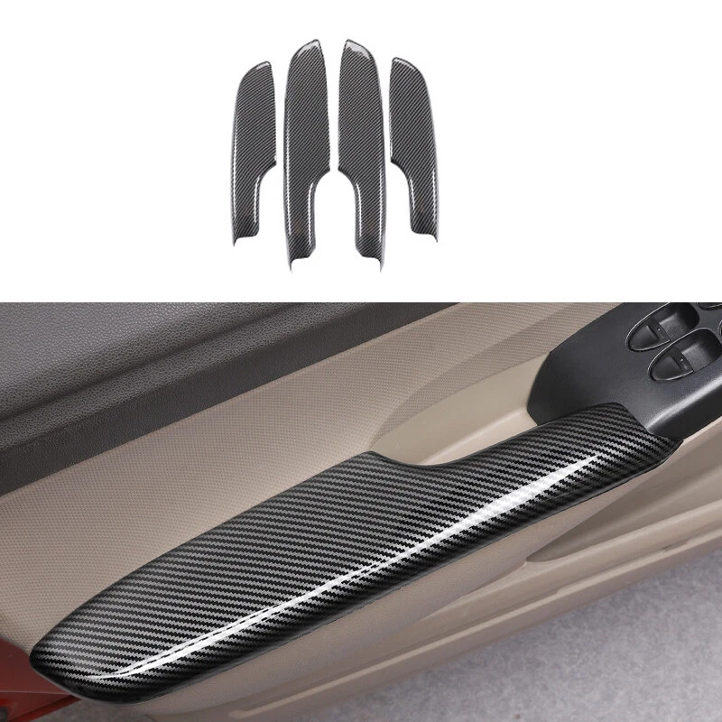 4x Carbon Fiber Door Armrest Panel Cover Trim For Honda Civic 2006-2011 – Black ABS